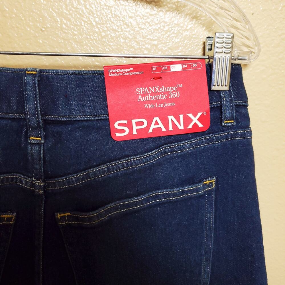 SPANX Denim SPANXshape Authentic 360 Wide Leg Dark Wash Jeans - Picture 11 of 12
